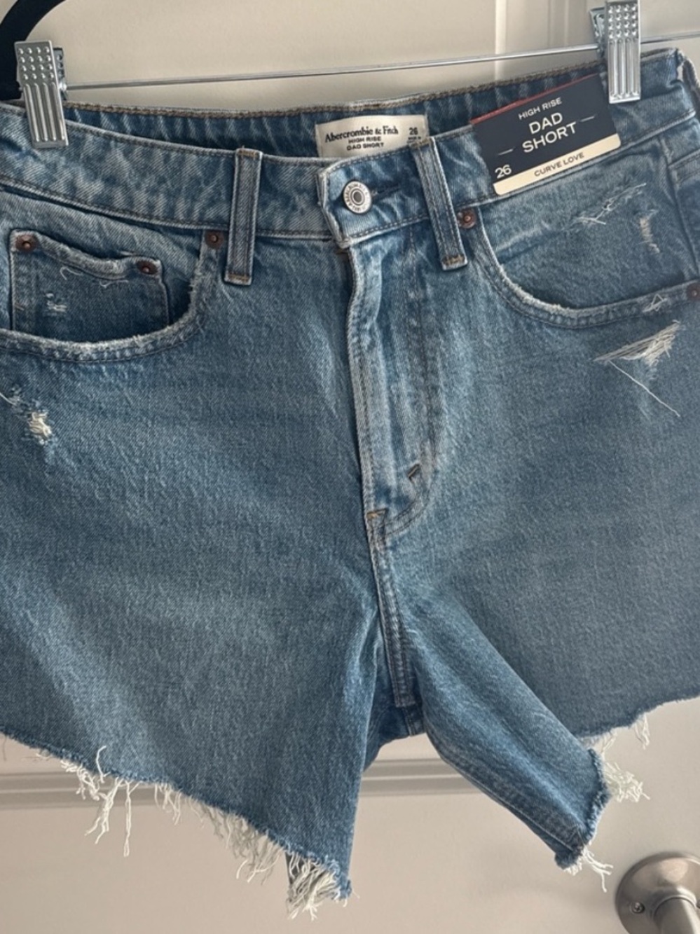 Abercrombie & Fitch Light Blue High-Rise Dad Shorts